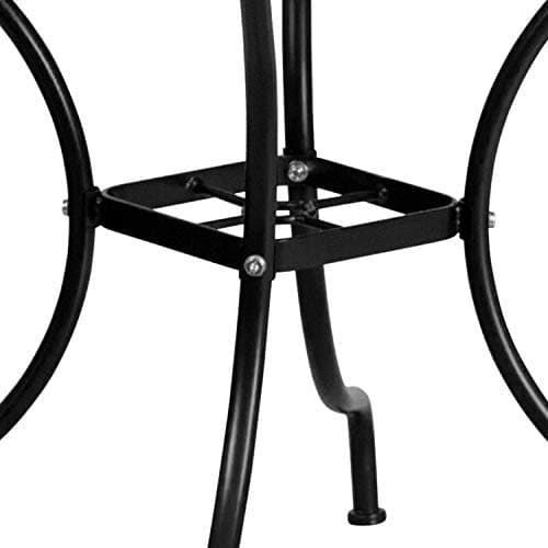 Flash Furniture Oia 5-Piece Commercial Grade Steel Patio Table and Chairs Set, Outdoor Dining Set with Square Table and 4 Round Back Chairs, Black thumbnail 5