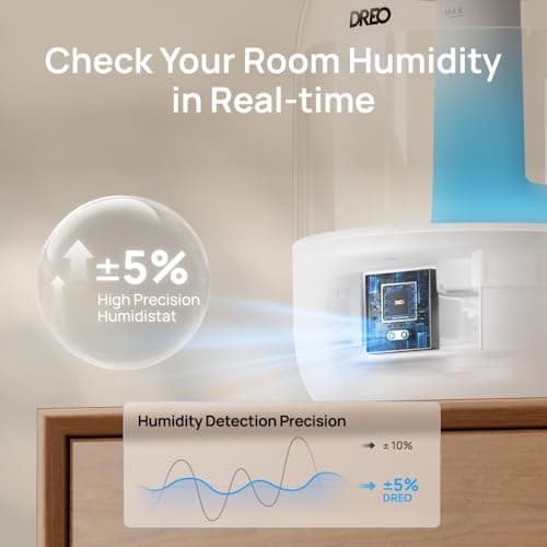 ¡Súper Oferta! Humidificador Ultrasónico DREO para Recámara: Neblina Fría, Silencioso (26dB), Luz RGB y 30h de Uso
