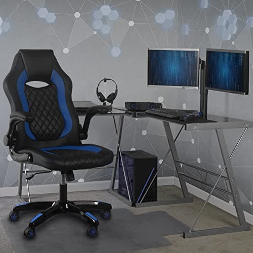 Aon Archeus Ergonomic Gaming Office Chair – High-Back Reclining PC Gaming Seat w/Lumbar Support, Flip-Up Arms & Padded Cushion – Racing-Style Gamer Chair – Black/Blue thumbnail 2