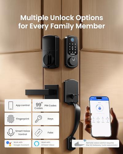 DESLOC B200 Keyless Entry Door Lock with Handle Set, Smart Locks for Front Door, Deadbolt Smart Lock, Front Door Locks Set, Electronic keypad Deadbolt with Handle, 12 Months Batter thumbnail 2