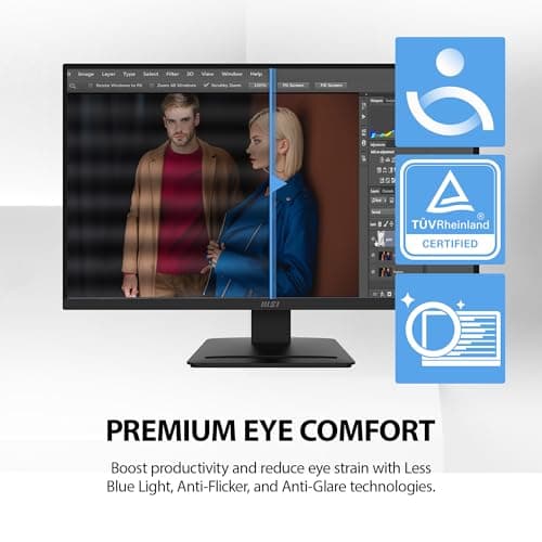 msi PRO MP273 E14A 27-inch IPS 1920 x 1080 (FHD) Gaming Office Monitor, 144Hz, Free-Sync, HDMI, DisplayPort, VGA Port, VESA Mountable, Tilt, Speaker, 4-Side Slim Bezel 1ms, Black thumbnail 7