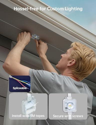 Miniatura de Luces Exteriores Permanentes Inteligentes RGB de 200 Pies, Control App/Remoto, Música, IP65 9