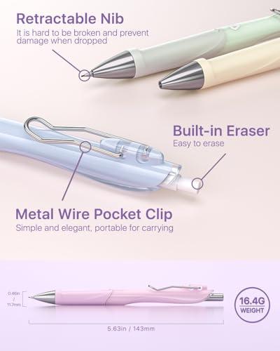 Four Candies Pastel Mechanical Pencil Set,6PCS Cute Mechanical Pencils with 432PCS 0.5 & 0.7 mm HB/2B Leads, 3PCS Erasers, 9PCS Eraser Refills,School Supplies for Writing, Drawing 