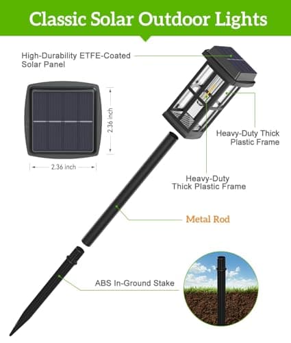 Ahaorigin 8 Pack Solar Pathway Lights Outdoor, 2 Lighting Modes Waterproof Solar Lights Outdoor, Sturdy Metal Rods, Brighter Up to 15Hrs Outdoor Path Lights for Yard Walkway Drivew thumbnail 5