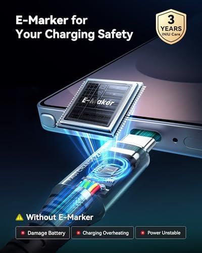 INIU USB C to USB C Cable, 240W Fast Charging Type C Charger Cord, Braided USBC Phone Charger Cable for iPhone 17 16 Pro Max Samsung S25 S24 Laptops MacBook Air 15 M3 iPad Switch [