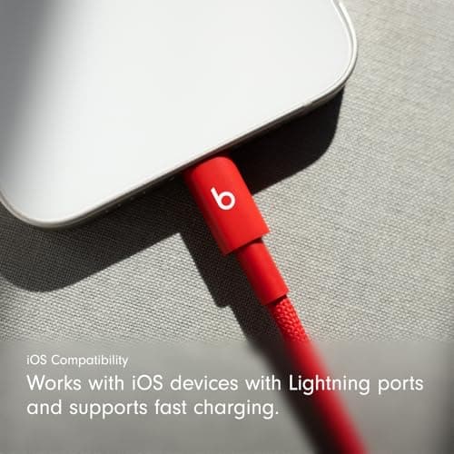Cable USB-C a Lightning Beats Trenzado de Carga Rápida y Duradero (1.5 m) - Rojo Rápido