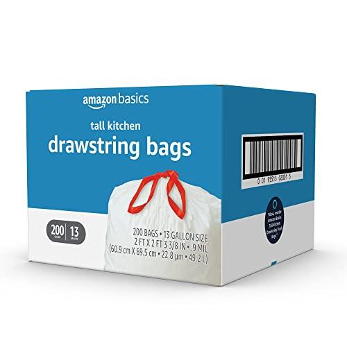 Amazon Basics Tall Kitchen Drawstring Trash Bags, Sturdy, 13 Gallon, Unscented, 200 Count thumbnail 4