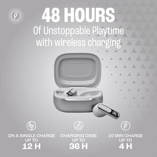JBL Live Beam 3 - True wireless noise-cancelling stick-closed earbuds, 48Hrs total playback, Wireless Charging, 6 Mics for perfect calls, Multi-point connection, IP55 waterproof an thumbnail 4