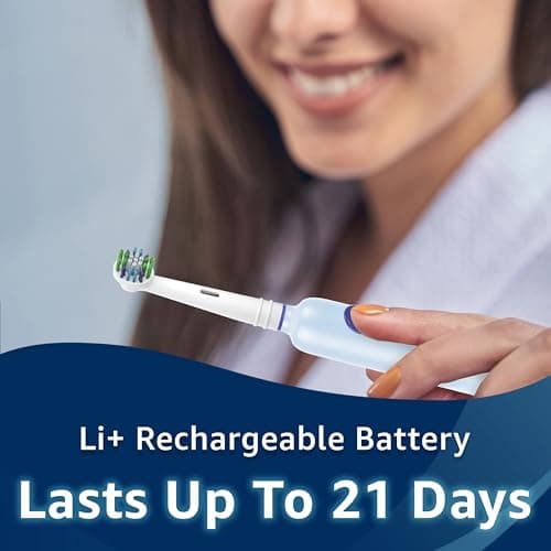 Amazon Basics Power Rechargeable Electric Toothbrush with EasyFlex Brush Heads, Bacteria Defense and Replace-Me Bristles, 2-Minute Quadrant Timer thumbnail 5