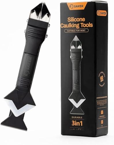 Saker Silicone Caulking Tool 3-in-1 Grout Removal Tool and Sealant Finishing Scraper with Stainless Steelhead, Caulk Remover and Seam Repair Kit for Bathroom, Kitchen, Floor, Windo