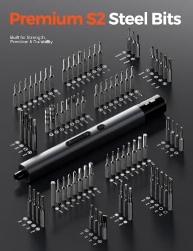 Miniatura de Destornillador Eléctrico de Precisión Soleilwear, Kit con 80 Puntas 5