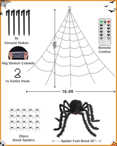 Brighter Spider Webs Halloween Decorations Lights,Halloween Decor thumbnail 5