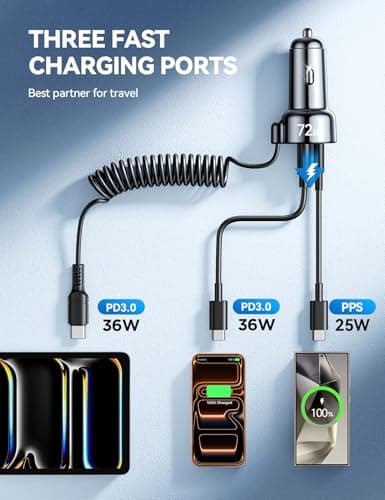 Miniatura de Cargador para Auto FLYLEAD 72W Carga Rápida USB C PD36W para iPhone 17/16 Pro Max 3