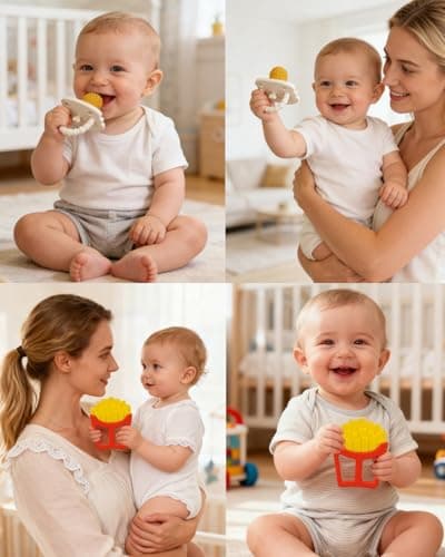 Chuya Baby Teething Toys Set, Chicken Leg & French Fries Shape
