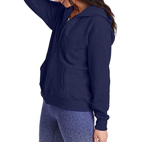 Miniatura de Sudadera Hanes EcoSmart de Mujer con Cierre Completo, Azul Marino, Grande 4
