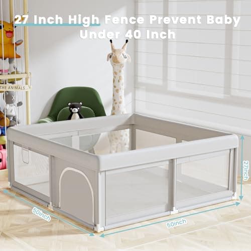Hiaksedt Baby Playpen 50x50 Inch, Play Pens for Babies and Toddlers Baby Fence Play Yards for Indoor & Outdoor with Breathable Mesh Anti-Fall Playpen thumbnail 6