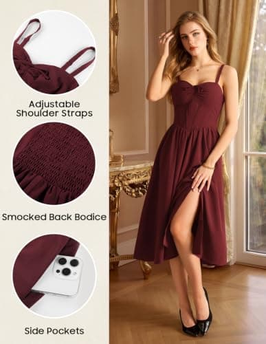Scarlet Darkness Corset Midi Dress Women Cocktail Party Milkmaid Sundress thumbnail 5