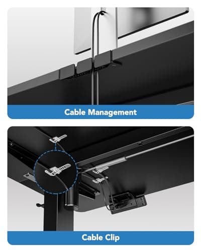 HUANUO 48 x 24 Inch Electric Standing Desk, Height Adjustable Computer Gaming Desk with 4 Memory Presets, Home Office Sit Stand Desk with Hooks & Cable Management, Black thumbnail 6