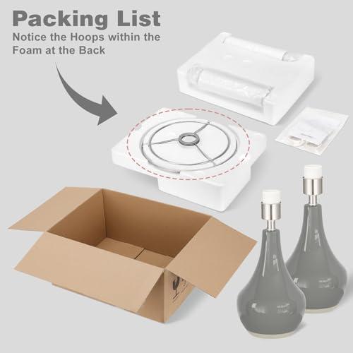 Seealle Modern Ceramic Table Lamps for Night Stands - Bedside Lamps Set of 2 for Nightstand, 19.4" Grey Bedroom Lamp for Living Room Cute Desk End Table Office Guest Room Dresser R thumbnail 8