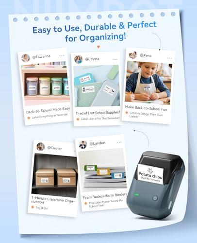 NIIMBOT B1 Label Maker Machine, Thermal Label Printer Easy to Use for Office, Home, Business, Came with 1 Roll White Label(Blue)