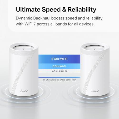 TP-Link Deco 7 Pro BE63 Tri-Band WiFi 7 BE10000 Whole Home Mesh System - 6-Stream 10 Gbps, 4x2.5G Ports Wired Backhaul, 4X Smart Internal Antennas, VPN, HomeShield, Free Expert Sup thumbnail 9
