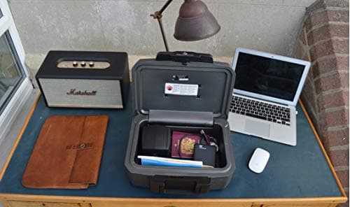 SentrySafe Fireproof Safe with Key Lock, Chest Lock Box for Home or Travel Secures Money, Documents, 0.18 Cubic Feet, 6.1 x 14.3 x 11.2 Inches, 1210 thumbnail 3