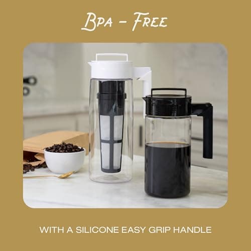 Takeya Deluxe Cold Brew Coffee Maker - BPA-Free Tritan Pitcher with Airtight Leakproof Lid, Silicone Grip Handle, Fine-Mesh Filter - Shatter-Proof, Dishwasher Safe, Made in USA - 1 thumbnail 6