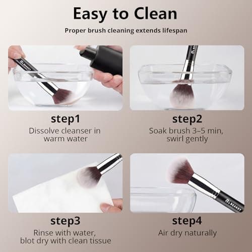 BEAKEY Makeup Brushes Set, Professional Foundation Eyeshadow Concealer Blush Powder Bronzer Applicator, 2 Blender Sponge with Beauty Paper Case thumbnail 7