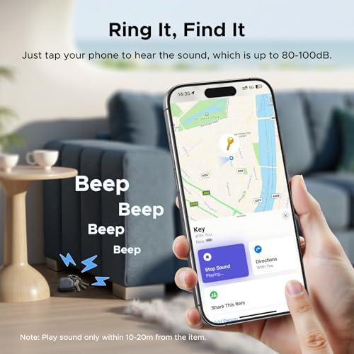 UGREEN FineTrack Air Tracker Tags (iOS Only) 4 Pack, 2-Year Replaceable Battery Bluetooth Tracker Compatible with Apple Find My, Item Finder Smart Tag for Keys, Luggage - [Apple Fi thumbnail 4