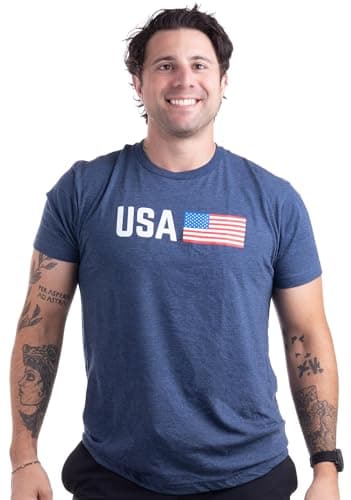 USA Tee Shirt - American Pride United States Patriotic T-Shirt for Men Women - (Adult,L) Navy Blue thumbnail 2