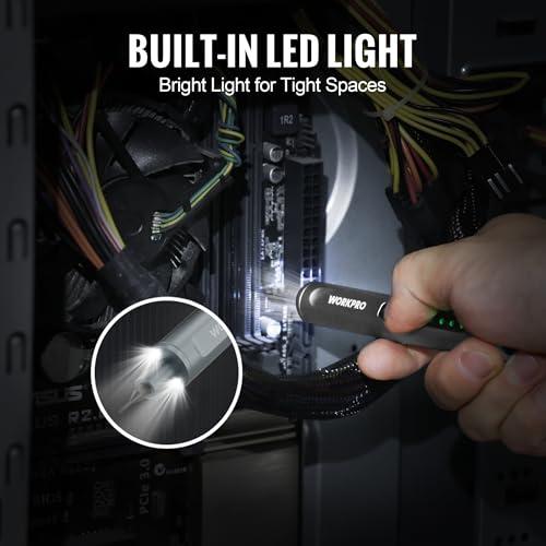 WORKPRO Mini Electric Screwdriver with Magnetizer, 36 S2 Steel Bits & 2 Pry Bars, 3.7V Rechargeable Precision Screwdriver Set for Phone Camera Laptop thumbnail 8