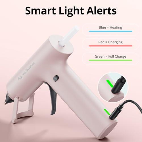 Tilswall Cordless Hot Glue Gun, Fast Preheating with 2000mAh Built-in Battery Hot Melt Glue Gun, 20 Premium Glue Sticks, Mini Glue Gun Ideal for Crafts, DIY Gift, Repairs Pink thumbnail 6