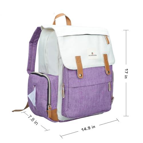 Mochila Pañalera Ramhorn Multifunción para Mamá con Bolsillos Térmicos y Compartimento para Laptop, Morada