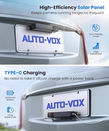 AUTO-VOX Cámara de Reversa Solar Inalámbrica: Monitor 1080P y ¡Instalación en 2 Minutos!