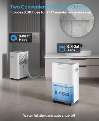 Dravonic 1500 Sq.Ft Dehumidifier for Basement, 21 Pint Dehumidifiers for Home Bedroom and Bathroom with Drain Hose, 3 Modes, 2 Speeds, 24H Timer, Auto Defrost thumbnail 3
