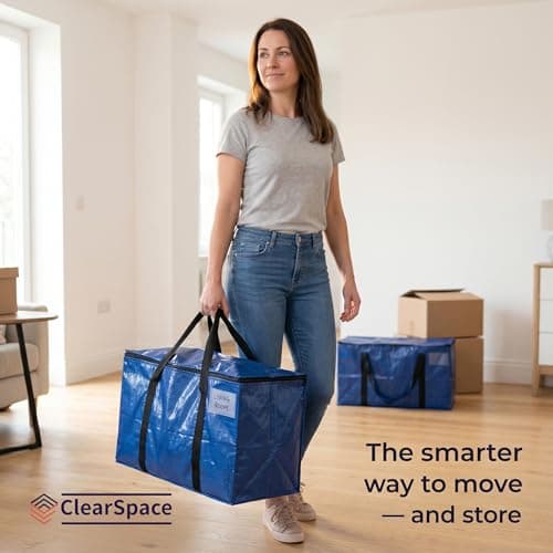 Miniatura de Bolsas de Mudanza o Almacenamiento ClearSpace de Uso Rudo con Tapas, Azules, Paquete de 8 7
