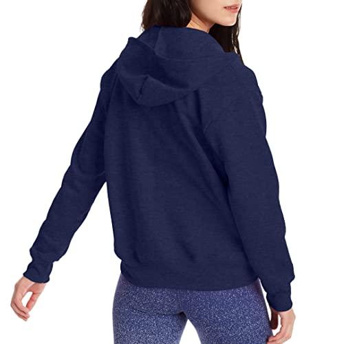 Miniatura de Sudadera Hanes EcoSmart de Mujer con Cierre Completo, Azul Marino, Grande 3