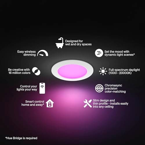 Miniatura de Foco LED Empotrable Philips Hue Delgado, Blanco (Paquete de 1) 2