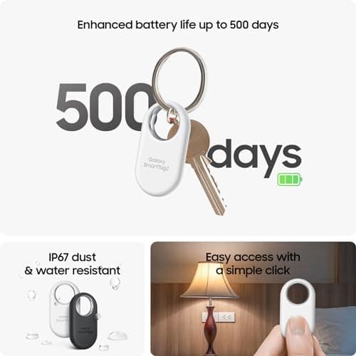 Miniatura de Samsung Galaxy SmartTag2, Rastreador Bluetooth, Paquete de 4 (2 Negros, 2 Blancos) 2