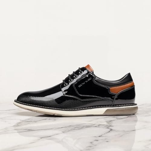 Bruno Marc Men's Dress Oxfords Casual Derby Sneakers,Black-Pat,10 thumbnail 6