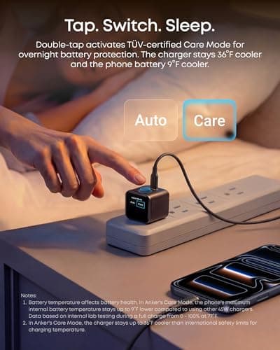 Cargador Anker Nano 45W GaN con Pantalla Inteligente y Modo Cuidado