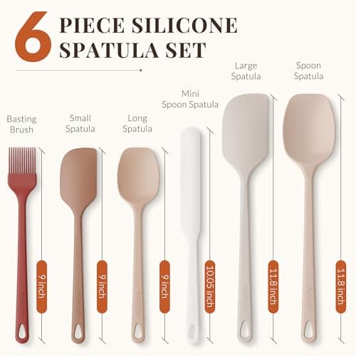 Astercook 6-Piece Silicone Spatula Set, 560°F Heat Resistant Rubber Spatulas with Stainless Steel Core, Nonstick Safe & Dishwasher Safe Baking Spatula Set for Cooking & Mixing, Mac thumbnail 7