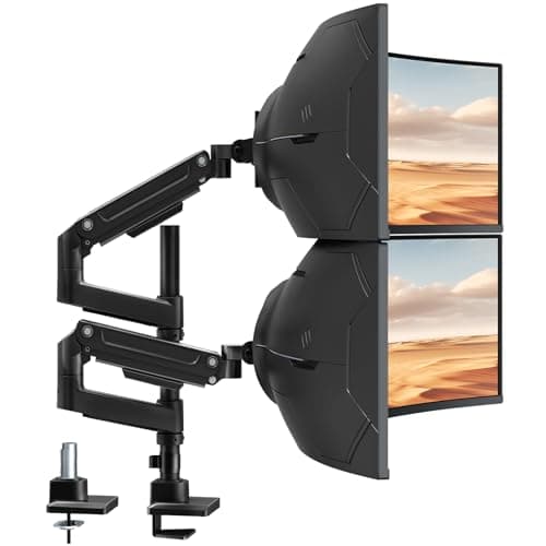 Dual Monitor-Arm Heavy-Duty for 17-49-inch Screens - Premium Vertical Stacked Dual Monitor Arm Desk Mount for Ultrawide Screens up to 44lbs, Fully Adjustability, VESA 75/100 mm, Bl thumbnail 9