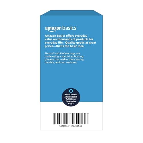 Amazon Basics Flextra Tall Kitchen Drawstring Trash Bags, 13 Gallon, 50 Count, Tear-Resistant, Unscented thumbnail 6