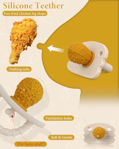 Chuya Baby Teething Toys Set, Chicken Leg & French Fries Shape