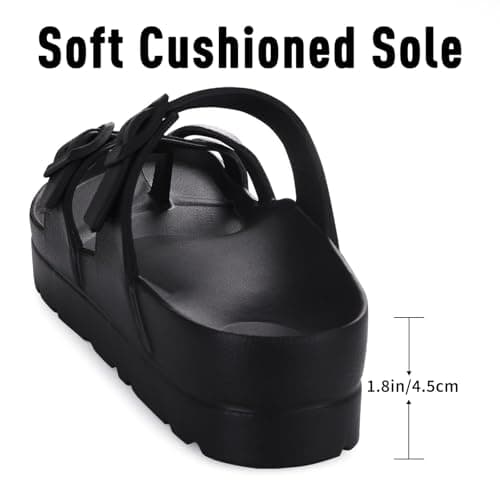 Goosecret Women's Platform Sandals with Arch Support Comfortable Foam Slides Summer Beach Sandals with Adjustable Buckle Black, 36 thumbnail 6