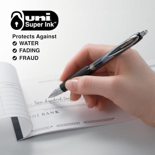 (S&S) uniball™ 207 Gel Pens, Black Ink, 0.5mm Micro Point, Retractable, 5 Count thumbnail 2