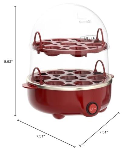 BELLA Double Tier Egg Cooker, Rapid Boiler & Poacher, Meal Prep Essential, Family Sized Meals: Make Up To 14 Large Boiled Eggs, Dishwasher Safe Parts, Poaching Tray Included, Red thumbnail 7
