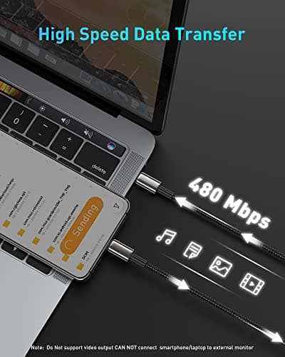 Baseus USB C Cable, 100W PD 5A QC 4.0 Fast Charging USBC to USBC Cable, Zinc Alloy Nylon Braided Type C Charger Cord for iPhone 16 15 Pro Plus Pro Max, MacBook, iPad Pro/Mini, Sams thumbnail 5