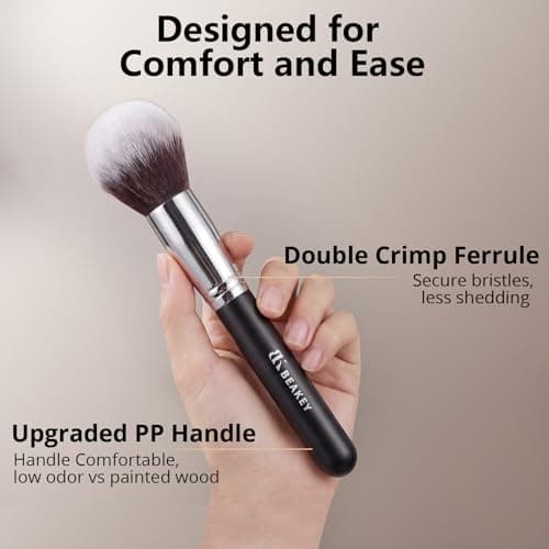BEAKEY Makeup Brushes Set, Professional Foundation Eyeshadow Concealer Blush Powder Bronzer Applicator, 2 Blender Sponge with Beauty Paper Case thumbnail 5